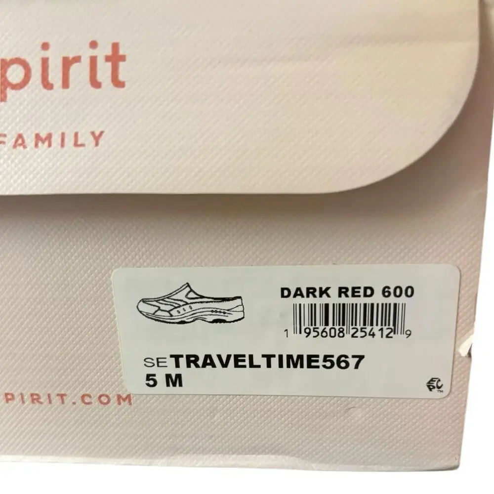 NIB Easy Spirit Traveltime Slip On Mule Sneakers Women's Size 5 M Dark Red